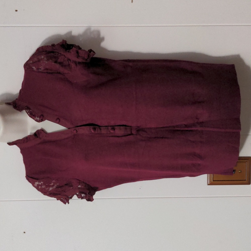Apt. 9 Maroon Half Button Lace Sweater Size Medium